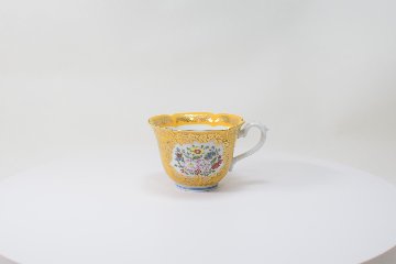 錦黄色ベルサイユ碗皿画像