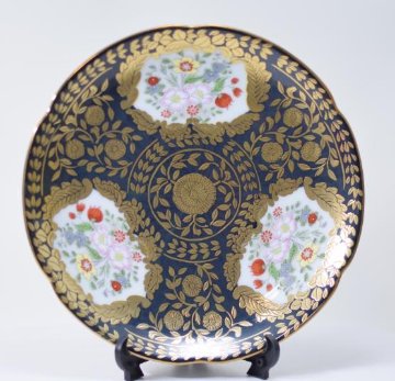 錦艶黒ベルサイユ六寸ケーキ皿　18㎝皿の画像