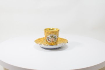 錦黄色ベルサイユ中国茶碗皿画像