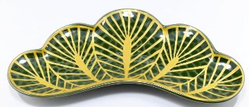 錦茶緑金松葉形前菜皿　25㎝の画像