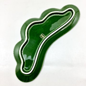 錦茶緑銀松葉形前菜皿　25㎝の画像