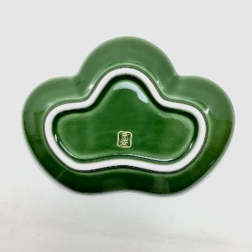 錦茶緑銀松葉形銘々皿　13㎝の画像