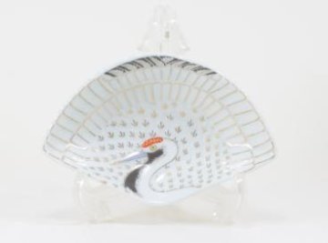 錦白釉扇鶴形千代口　11㎝の画像