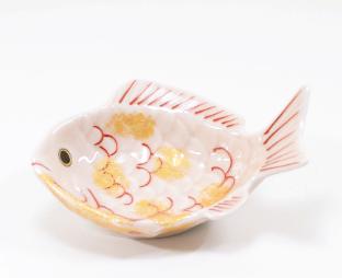 お値下げ✾陶磁器✾陶花＆天使✾ 錦薄桜金叩鯛形小付 9.5㎝｜幸楽窯 Kouraku Kiln