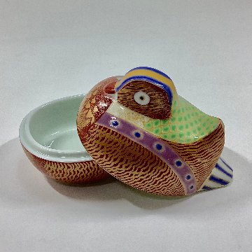 錦新おしどり蓋物/雄　の画像