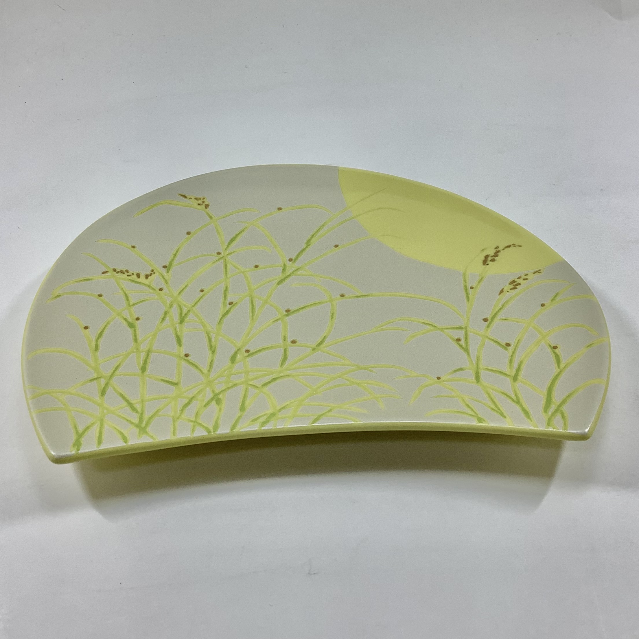錦黄釉月明半月焼皿（黄）21㎝の画像