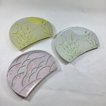 錦黄釉月明半月焼皿（黄）21㎝の画像