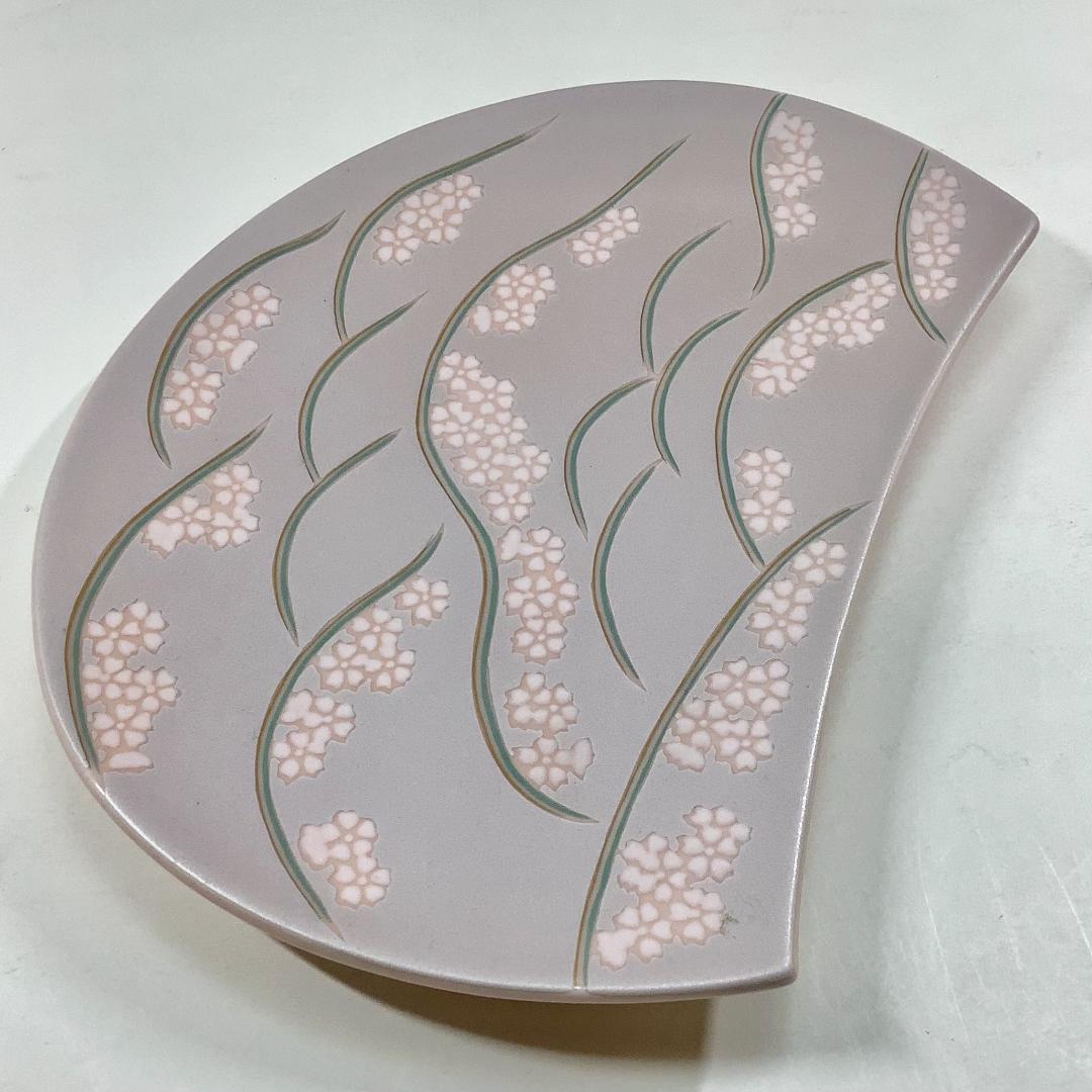 錦吉野山半月焼皿（桜）21㎝の画像