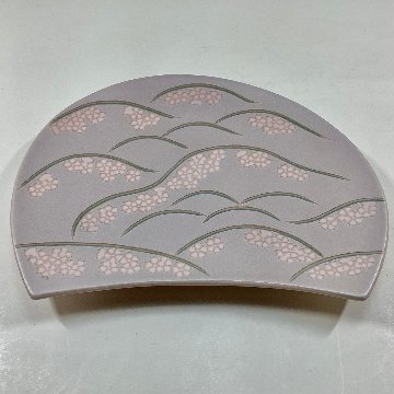 錦吉野山半月焼皿（桜）21㎝の画像