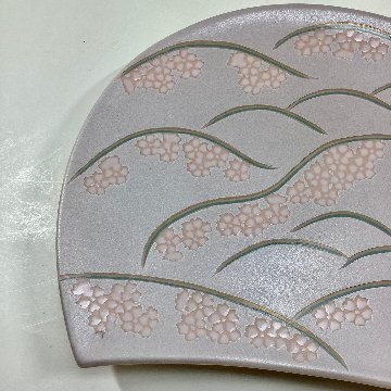 錦吉野山半月焼皿（桜）21㎝の画像