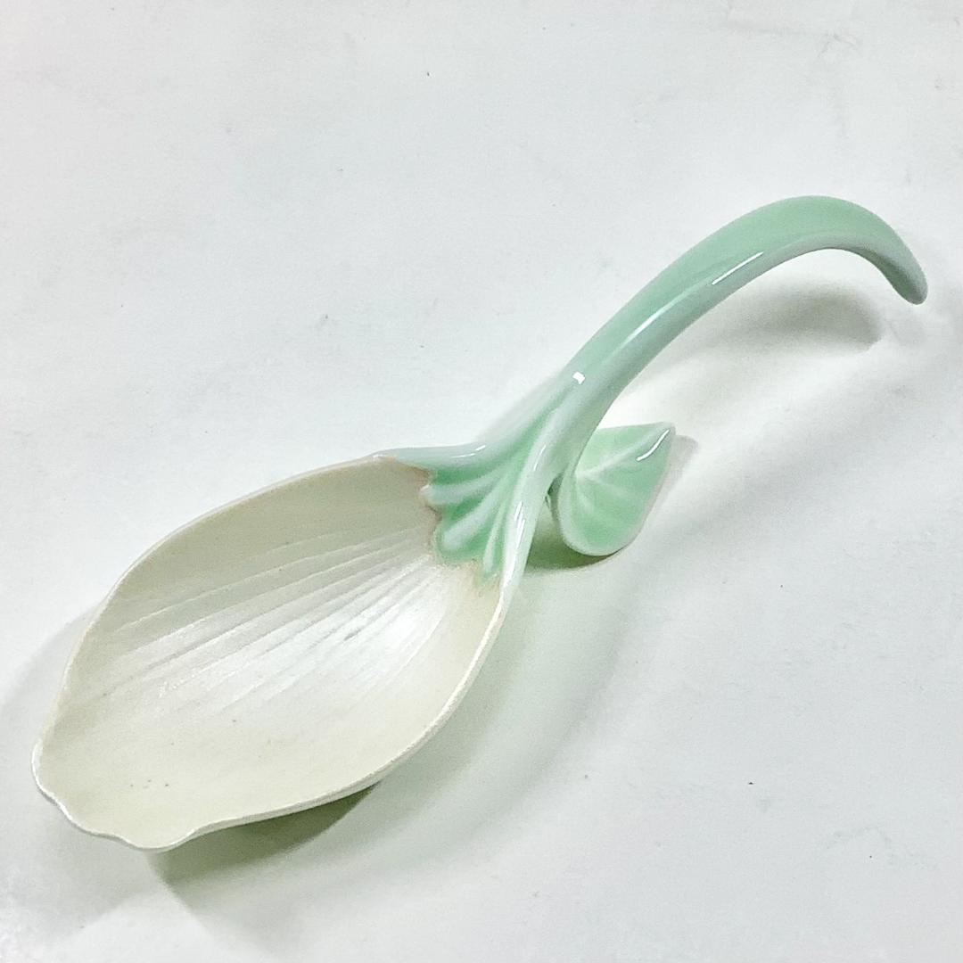 錦淡緑釉 銀花びらプレートスプーン　14.5cmの画像