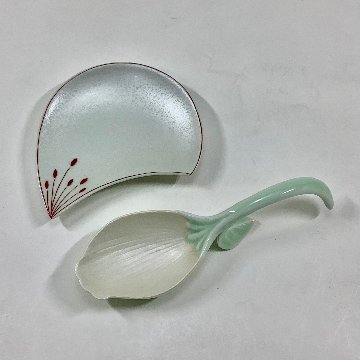 錦淡緑釉 銀花びらプレートスプーン　14.5cmの画像