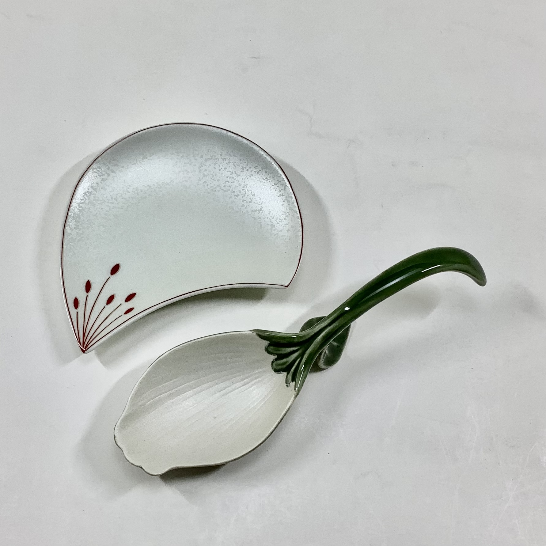 錦茶緑釉 銀花びらプレートスプーン　14.5㎝の画像