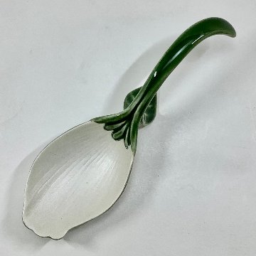錦茶緑釉 銀花びらプレートスプーン　14.5㎝の画像