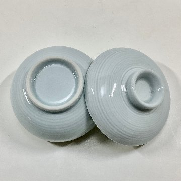 青磁千段鈴型蒸碗　　8.5cmの画像