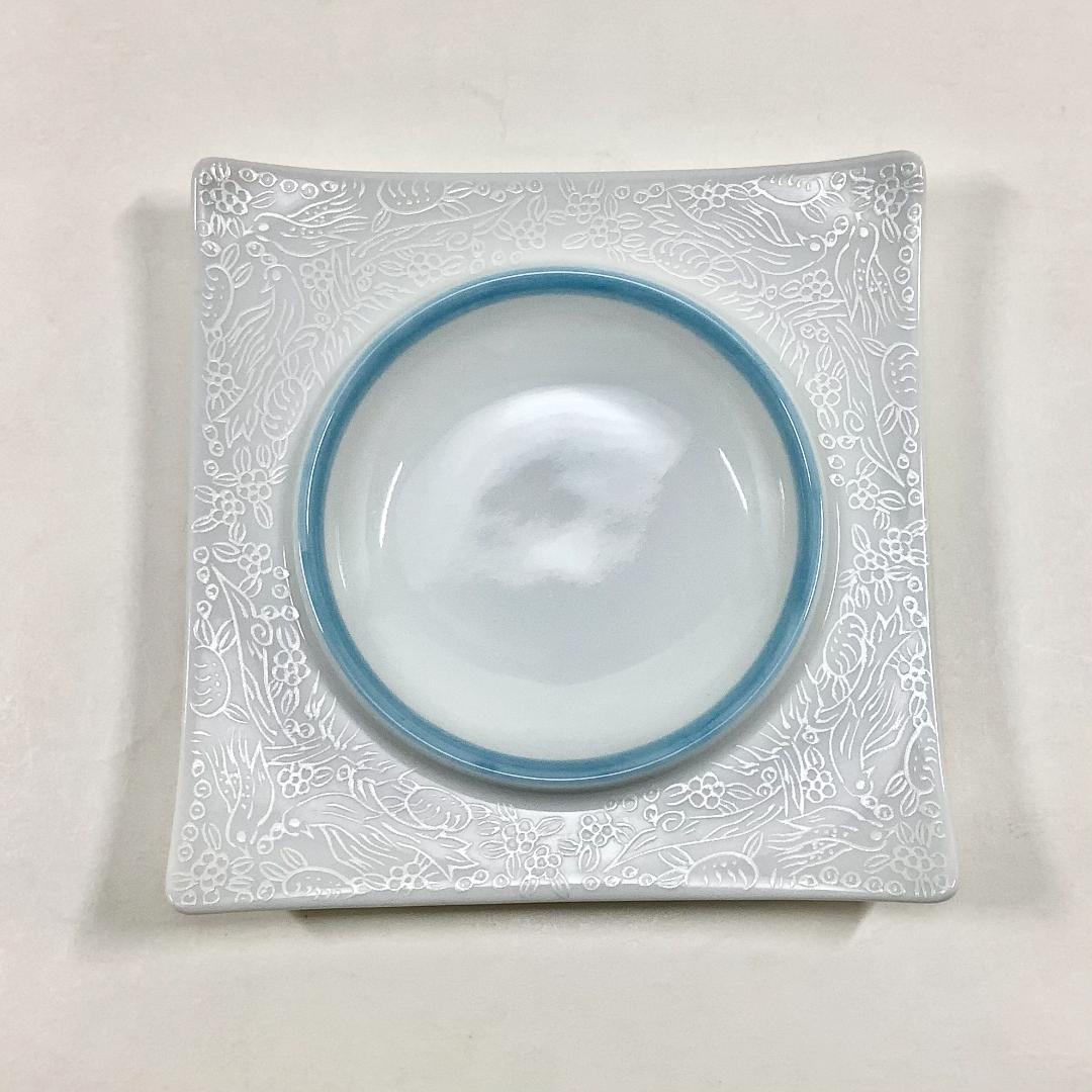 錦翡翠銀ペルシャ 中丸正角凹銘々皿　12㎝の画像