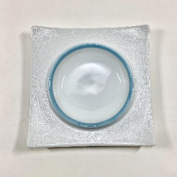 錦翡翠銀ペルシャ 中丸正角凹銘々皿　12㎝の画像