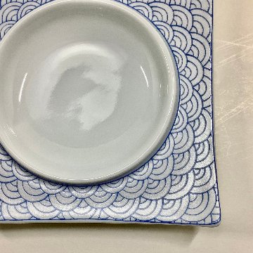 錦銀青青海波 中丸正角凹銘々皿　12㎝の画像