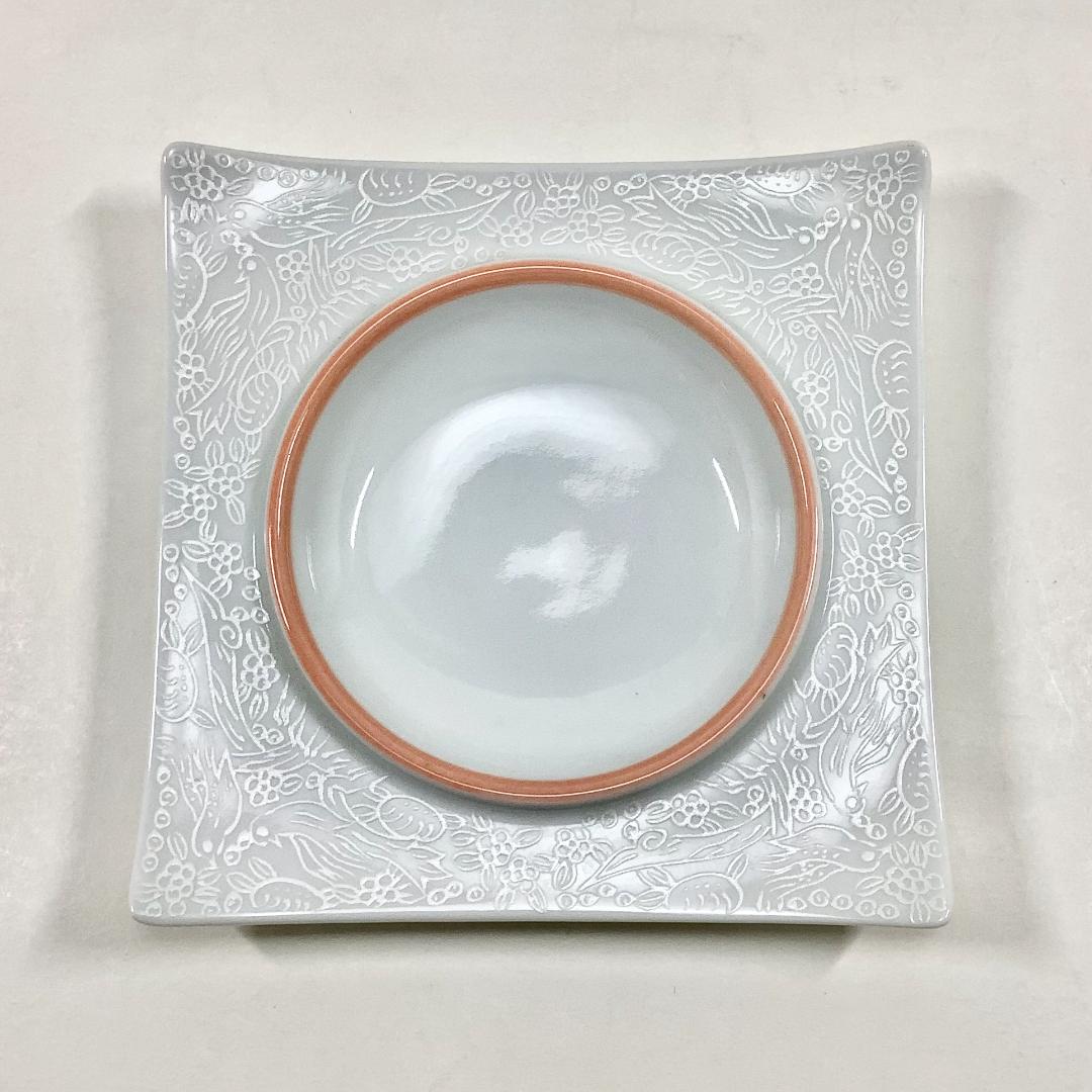 錦朱銀ペルシャ 中丸正角凹銘々皿　12㎝の画像