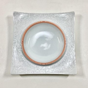 錦朱銀ペルシャ 中丸正角凹銘々皿　12㎝の画像