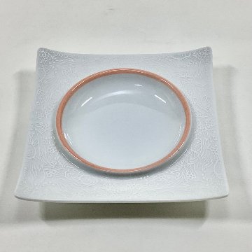 錦朱銀ペルシャ 中丸正角凹銘々皿　12㎝の画像