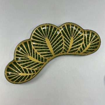 錦茶緑金松葉形盛皿画像