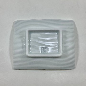 白土釉 ナギ彫り長角小付 　10㎝ の画像