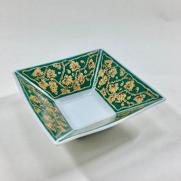 錦緑濃葡萄唐草 なぶり正角小鉢　12㎝の画像