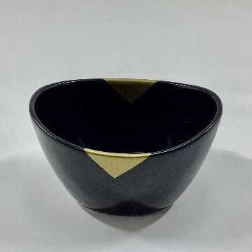 錦黒マット金短冊 まゆ形小付　9㎝の画像