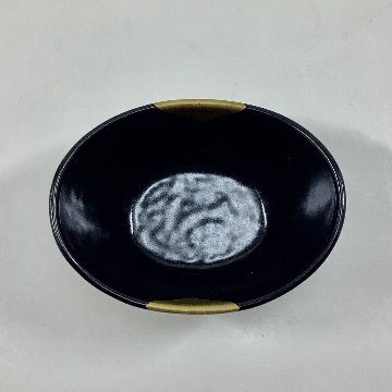 錦黒マット金短冊 まゆ形小付　9㎝の画像