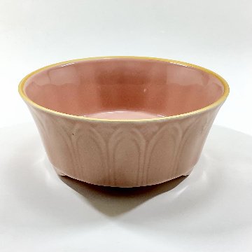 錦曙釉渕金 剣先彫り袋足向付　14㎝の画像