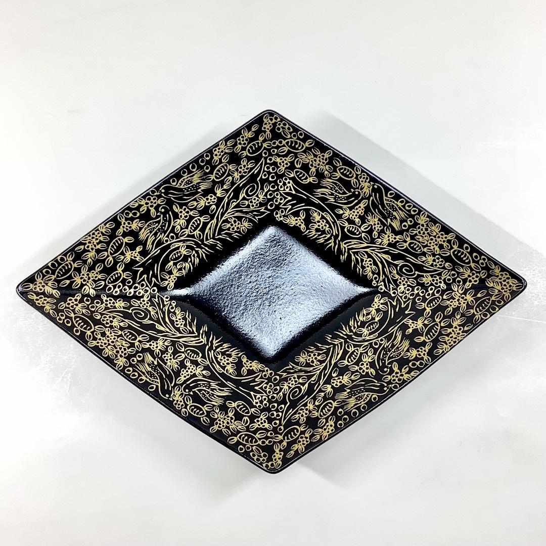 錦黒マット釉金ペルシャ 菱形向付　27㎝の画像