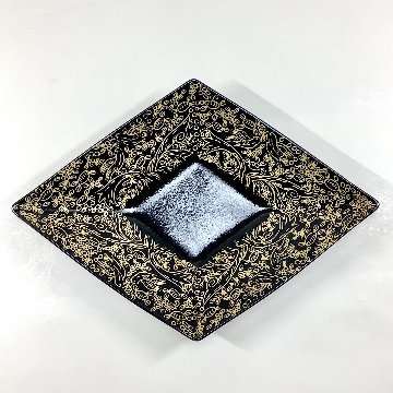 錦黒マット釉金ペルシャ 菱形向付　27㎝の画像
