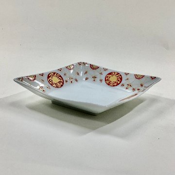 錦花綱金蘭手 菱形なぶり小向付　21㎝の画像