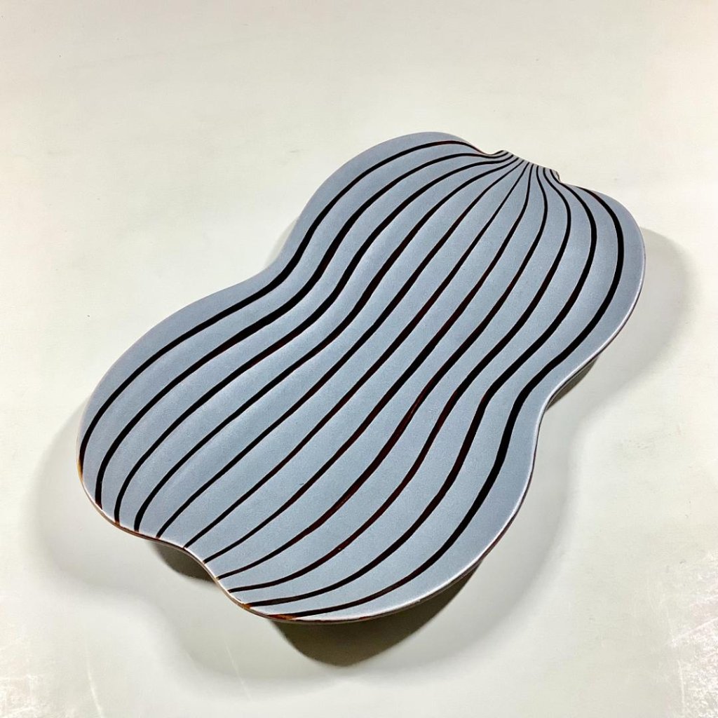錦銀彩べっ甲釉 瓢形焼皿　20㎝の画像