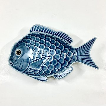錦青鈍釉鯛形向付　　　21㎝の画像