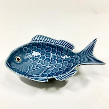 錦青鈍釉鯛形大向付　23㎝の画像