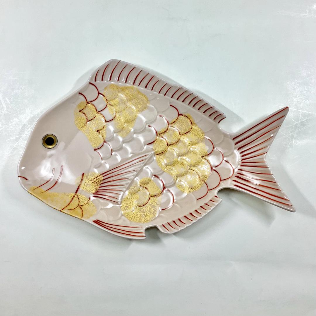 錦薄桜金叩鯛形大盛皿　28㎝の画像