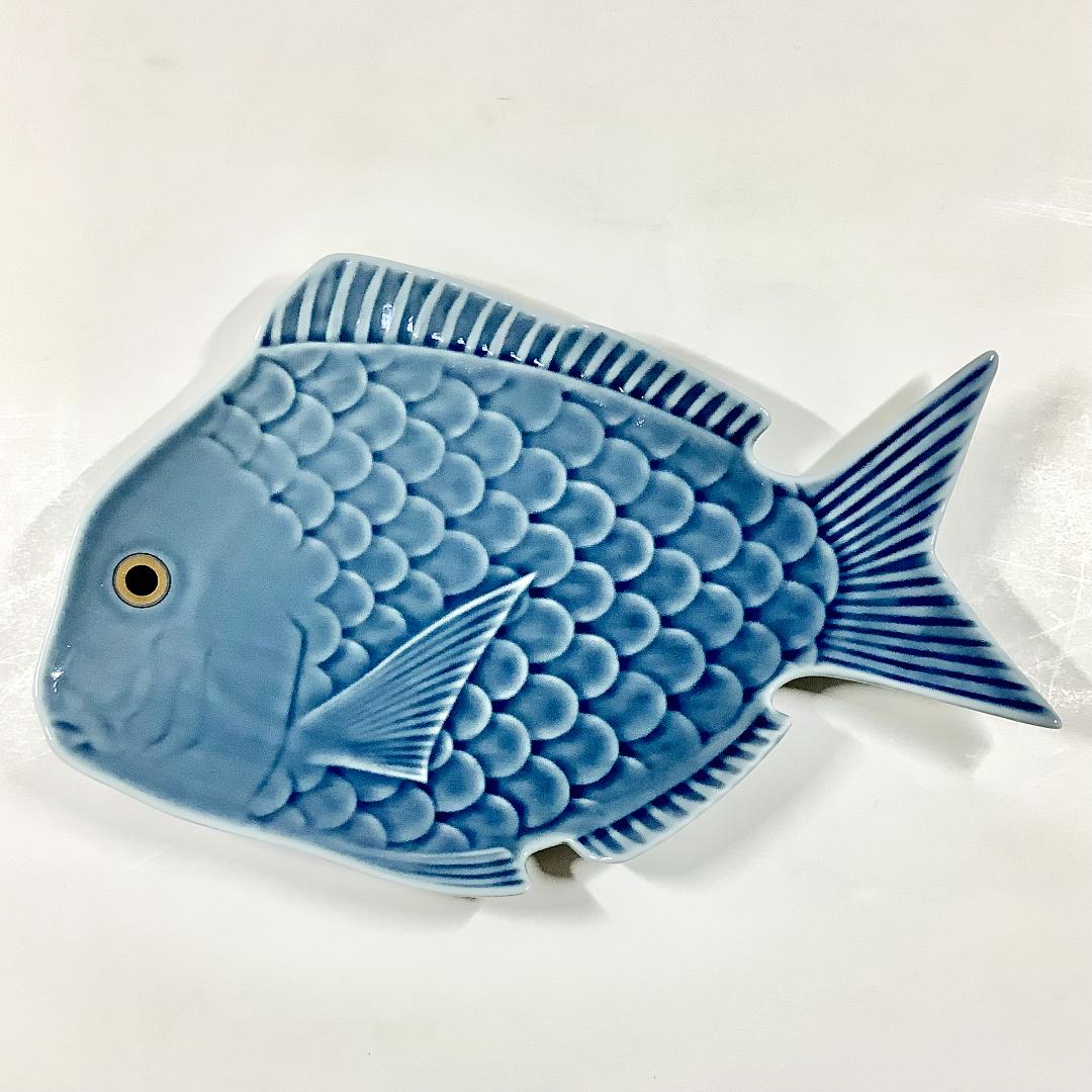 錦青鈍釉鯛形大盛皿　28㎝の画像