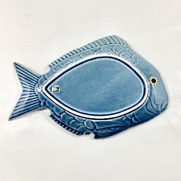 錦青鈍釉鯛形大盛皿　28㎝の画像