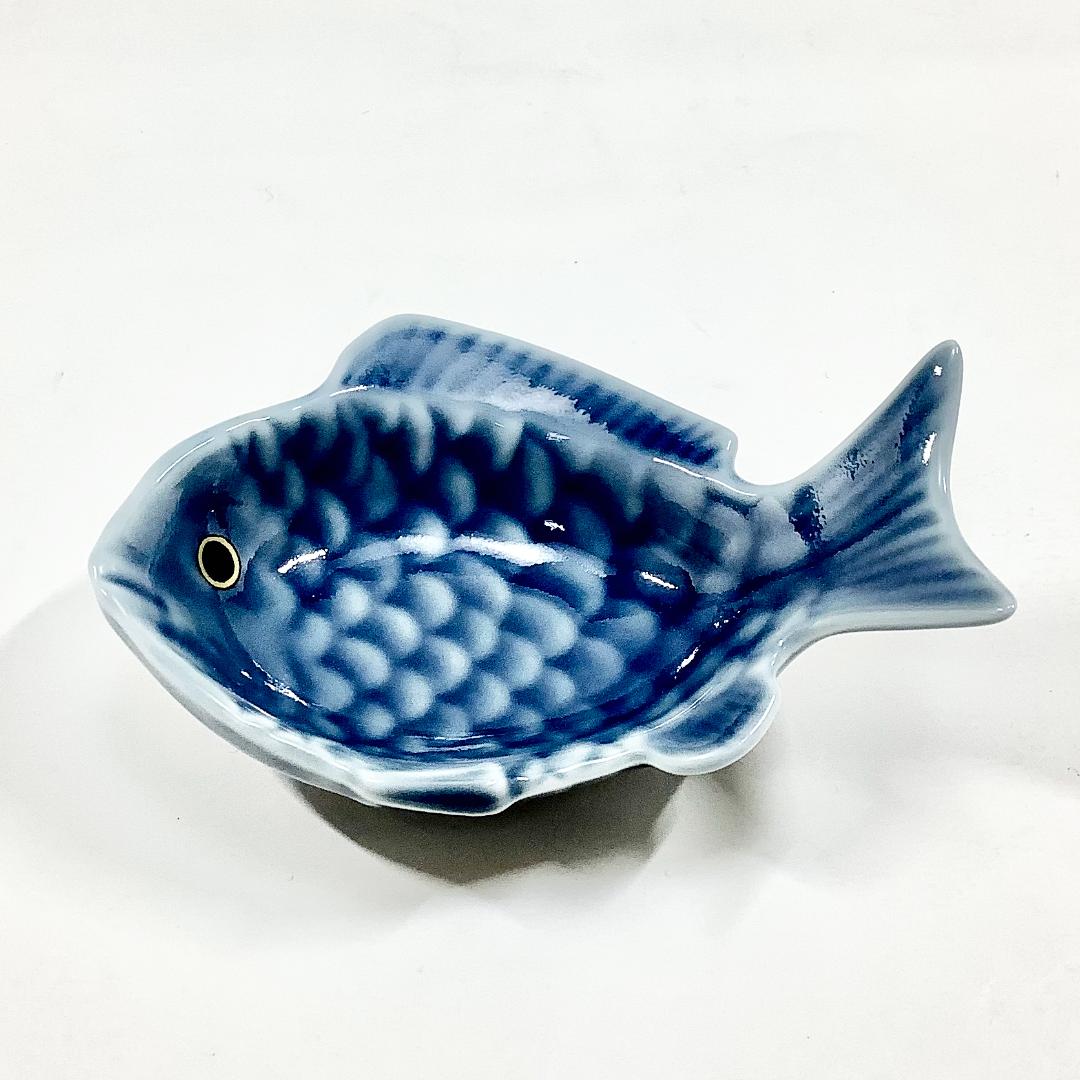 錦青鈍釉鯛形小付　　9.5㎝の画像