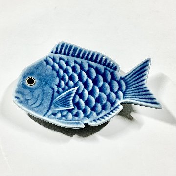 錦青鈍釉鯛形小皿　　　10㎝の画像