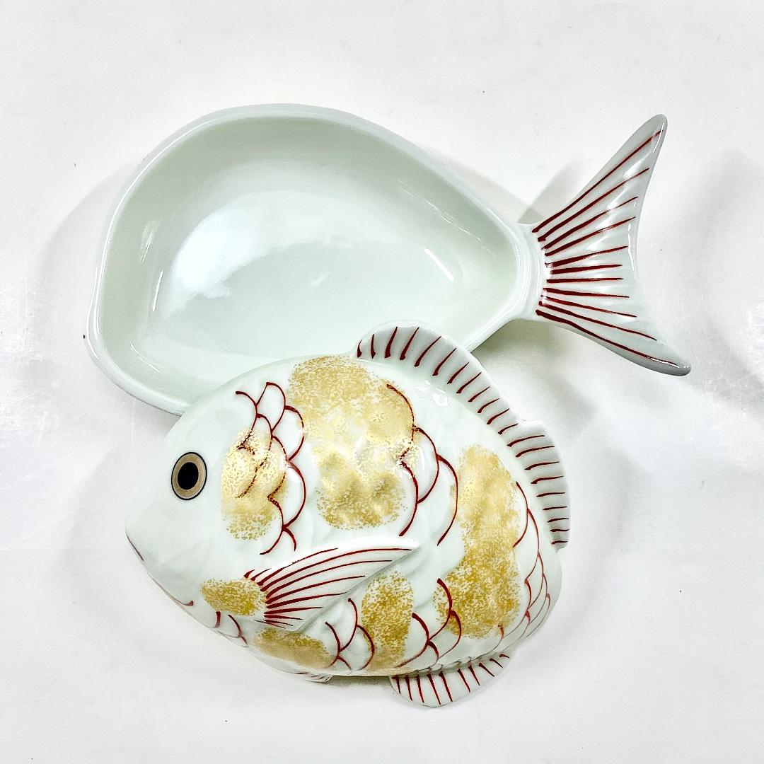 錦金叩鯛形蓋物　　　17㎝の画像