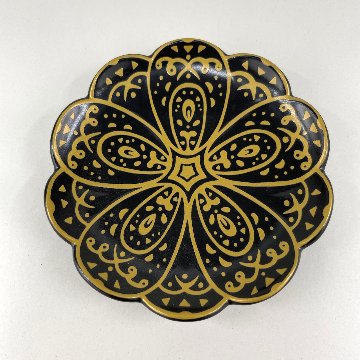 錦黒ﾏｯﾄ金きらめき八重梅小皿画像