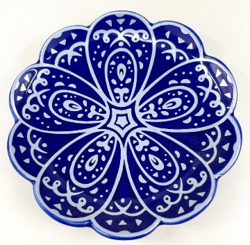 錦ルリ釉銀きらめき八重梅小皿　9㎝の画像