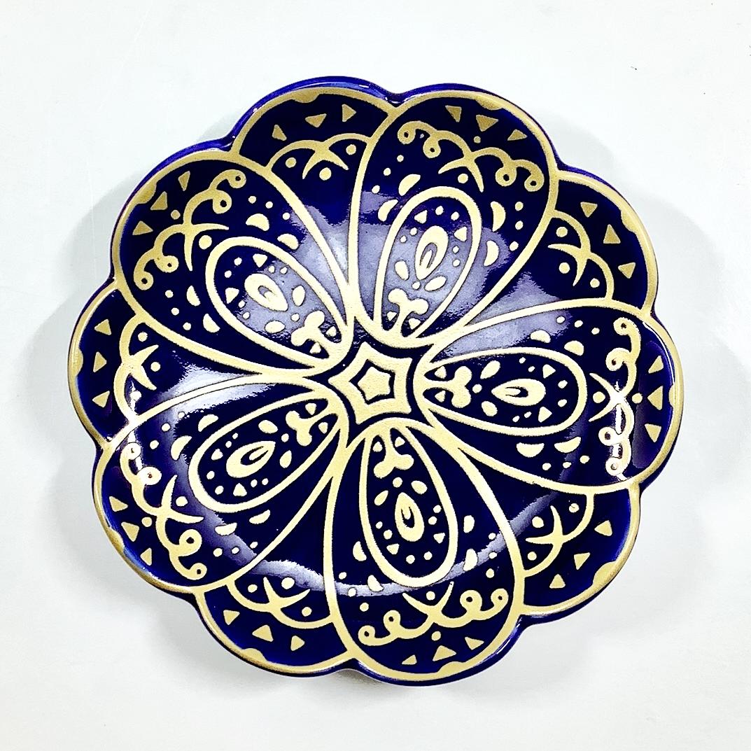 錦ルリ釉金きらめき八重梅小皿　9㎝の画像