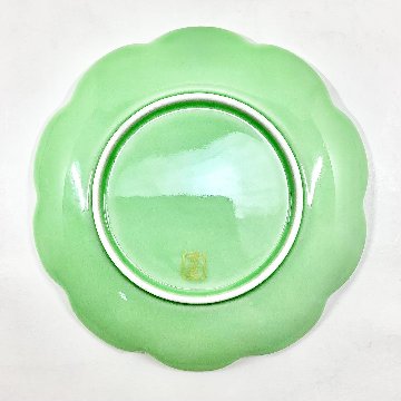 錦緑釉銀きらめき八重梅五々焼皿　16.5㎝の画像