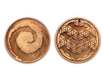 K-073　カタカムナ　ゴールデンドラゴン　ドラゴン木製ブローチ2個入の画像