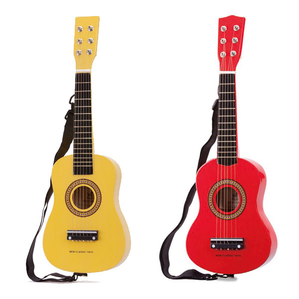 アウトレット【レッド】ポップなカラーが愛らしい本格的ギターのおもちゃ　代えの絃付き画像