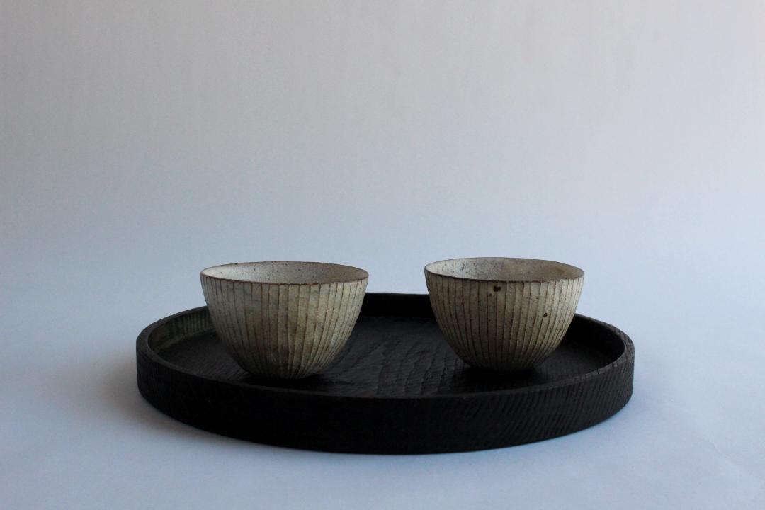 鈴木　進　粉引線紋湯呑み　丸の画像